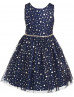 Navy Blue Star Tulle Sparkly Flower Girl Dress